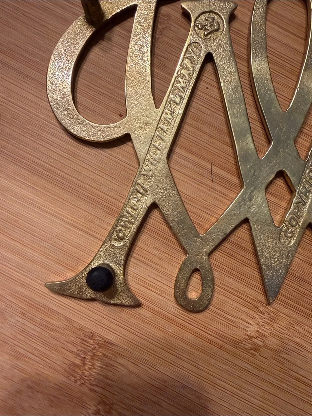 Vintage Brass Williamsburg William & Mary Cypher Trivet - Virginia Metalcrafters